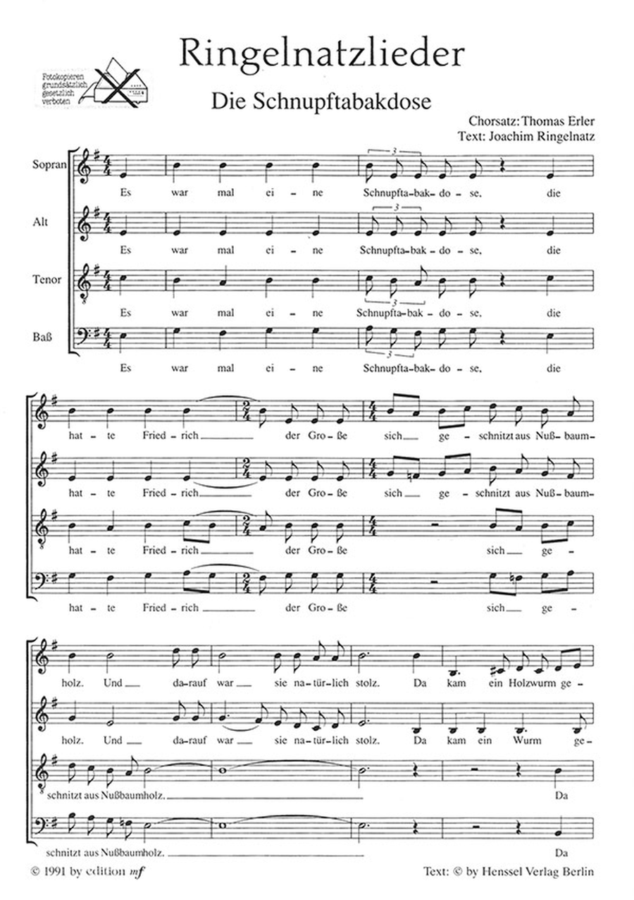 Ringelnatzlieder für vierstimmigen gemischten Chor a cappella (1991) 4-Part scores gallery preview page 2