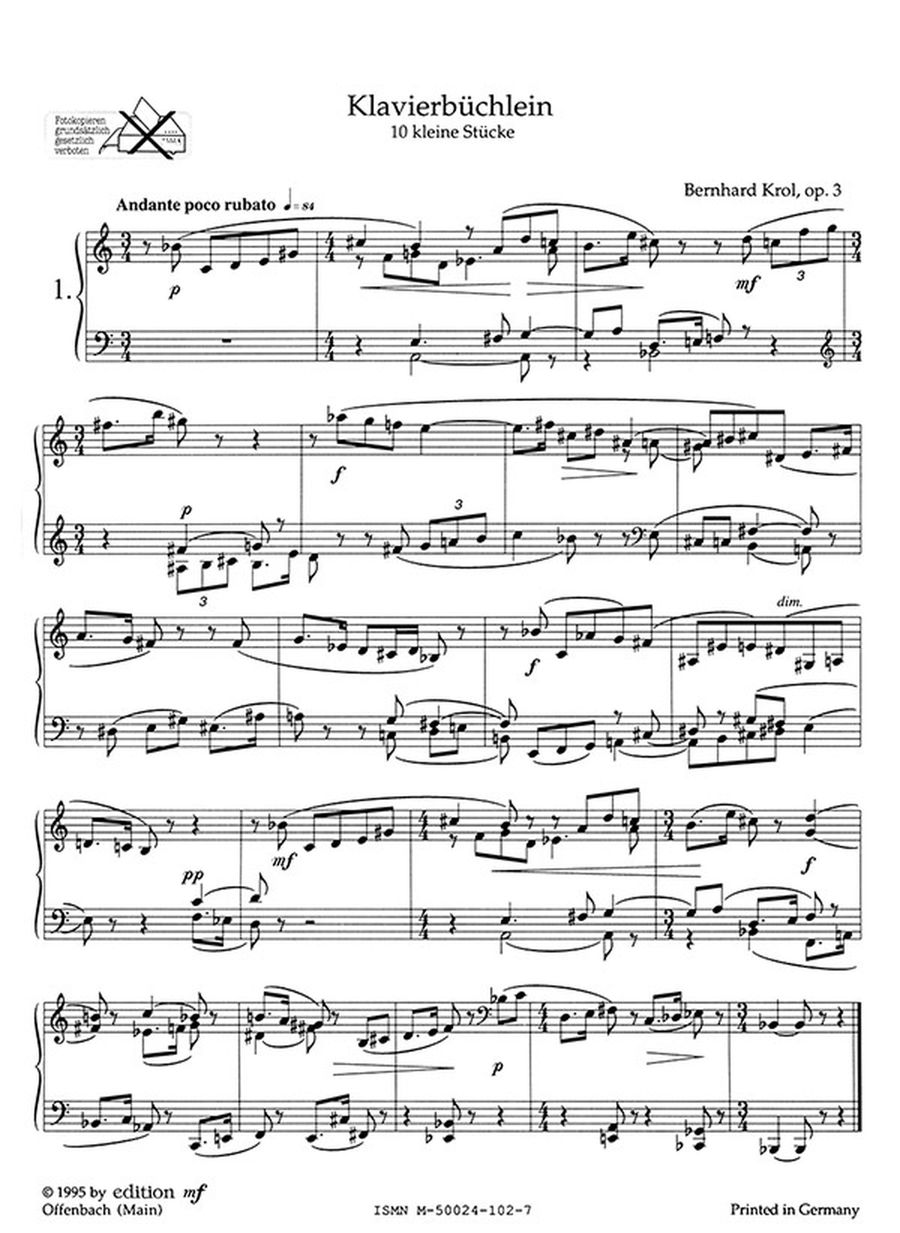Klavierbüchlein op. 3 (1949) -10 kleine Stücke- Piano Solo scores gallery preview page 2
