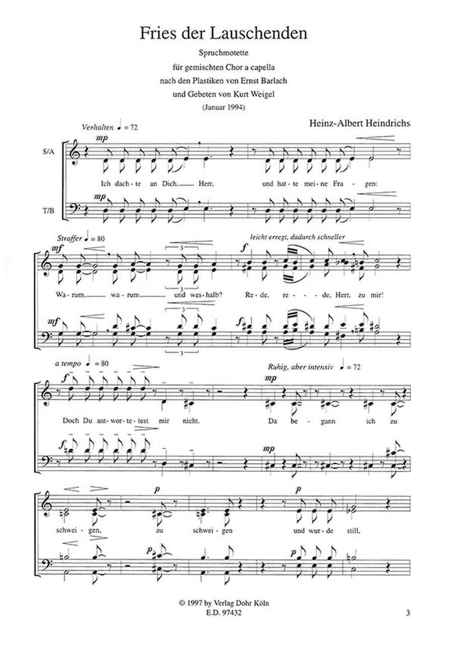 Fries der Lauschenden (1994) -Spruchmotette für gemischten Chor a cappella- (nach den Plastiken von Ernst Barlach und nach Gebeten von Kurt Weigel) A Cappella scores gallery preview page 2