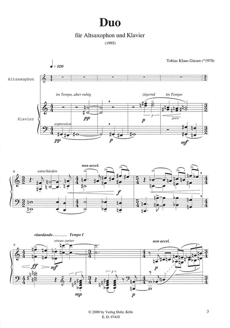Duo für Altsaxophon und Klavier (1995) Alto Saxophone scores gallery preview page 2