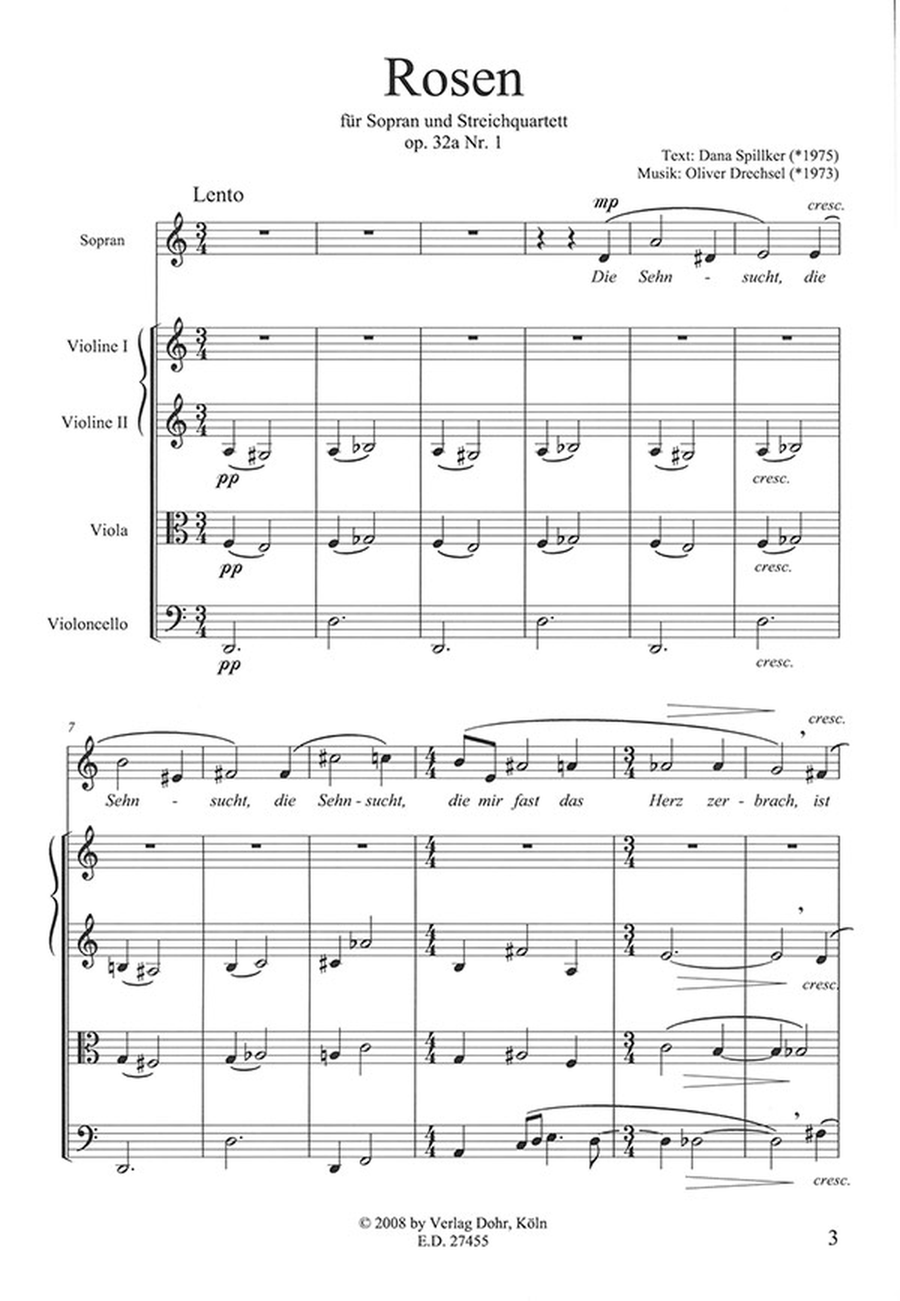 Drei Lieder auf Texte von Dana Spillker op. 32a (Fassung für Sopran und Streichquartett) String Quartet scores gallery preview page 2