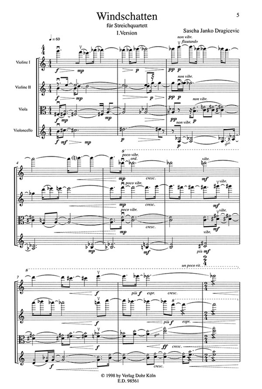 Windschatten für Streichquartett (1997/1998) (I. Version) String Quartet scores gallery preview page 2