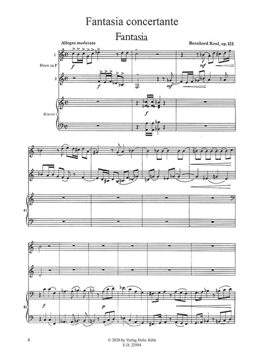 Fantasia concertante für zwei Hörner und Kammerorchester op. 125 (1992) Piano scores gallery preview page 2