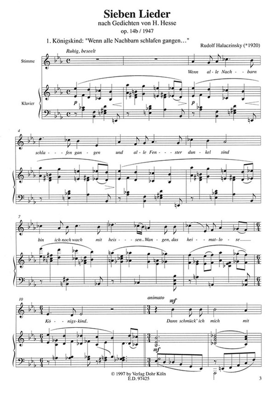 Lieder für Gesang und Klavier op. 14 (1947-53) (Zwei Lieder op. 14a und Sieben Hesse-Lieder op. 14b) Voice Solo scores gallery preview page 2