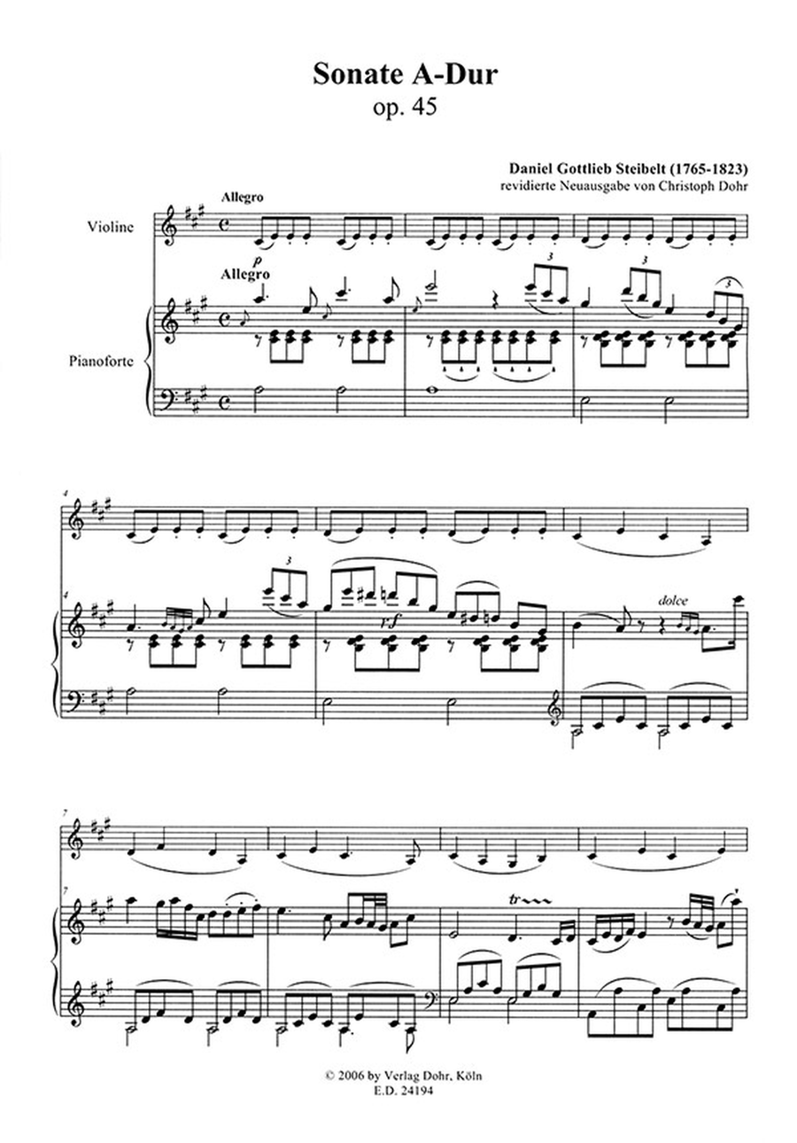 Sonate für Pianoforte (Cembalo) und Violine A-Dur op. 45 (um 1800) Violin Solo scores gallery preview page 2