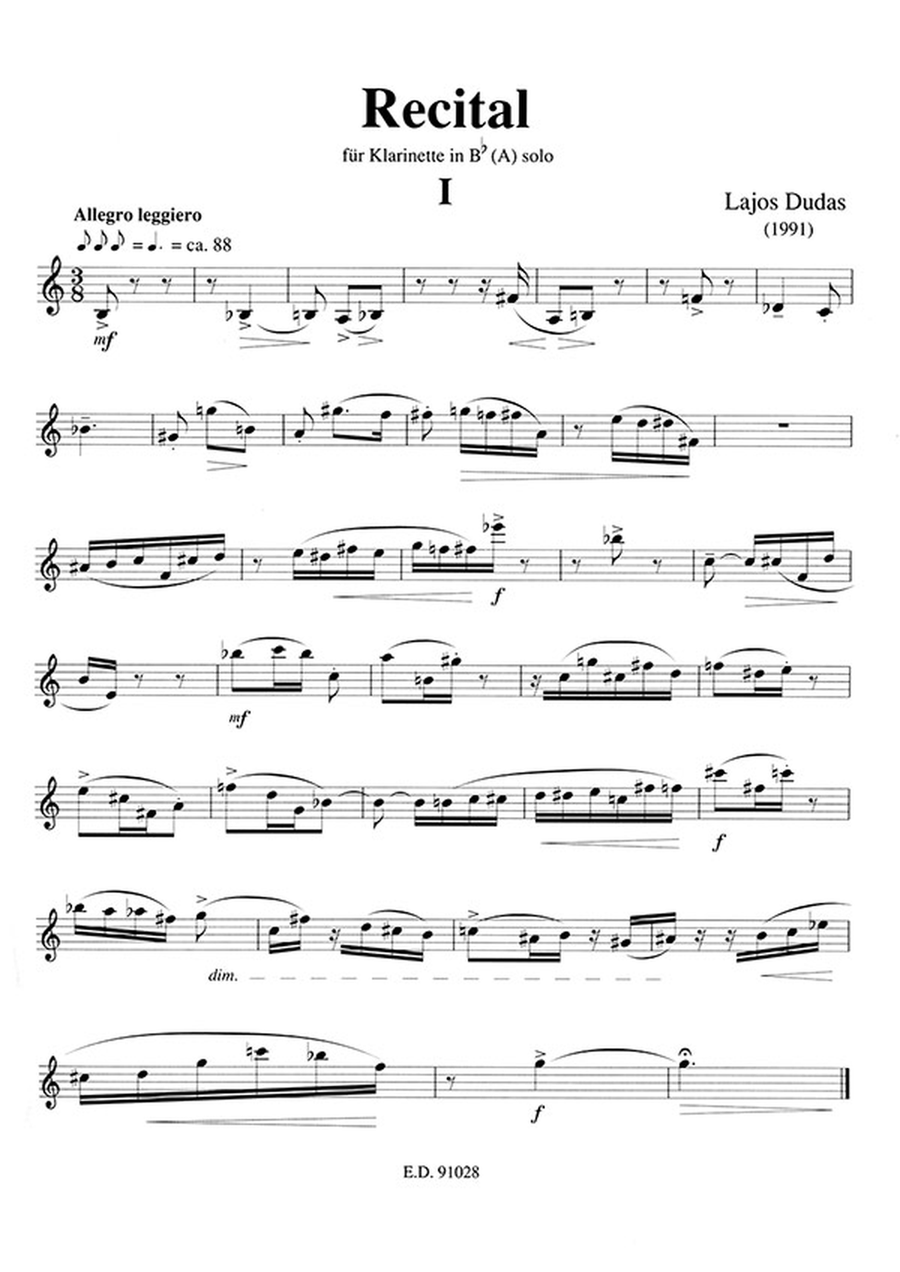 Recital für Klarinette in B (A) solo (1991) Clarinet scores gallery preview page 2