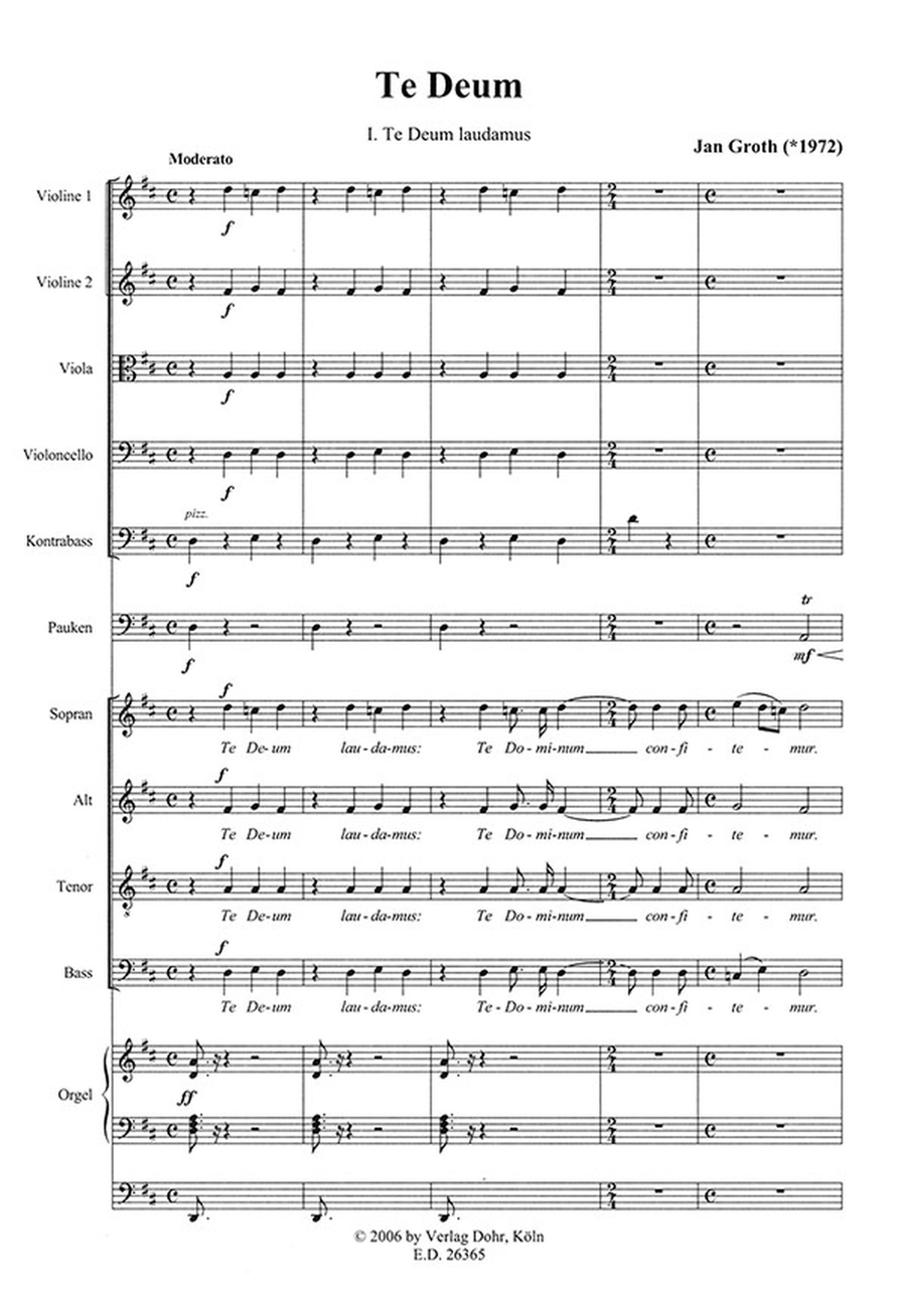 Te Deum für vierstimmigen gem. Chor, Streicher, Pauken und Orgel 4-Part scores gallery preview page 2