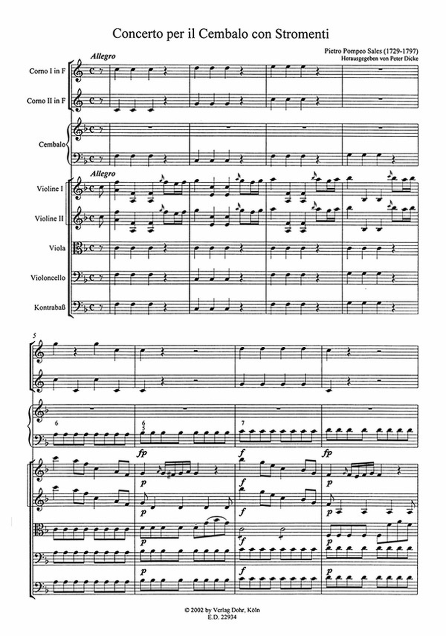 Concerto per il Cembalo Principale con Stromenti F-Dur Orchestra scores gallery preview page 2