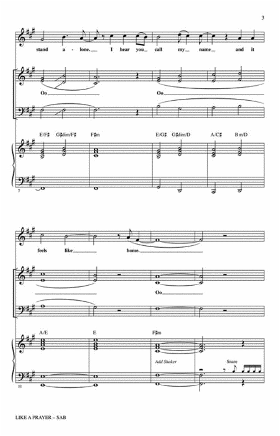 Like A Prayer (featured On Glee) 3-Part scores gallery preview page 3