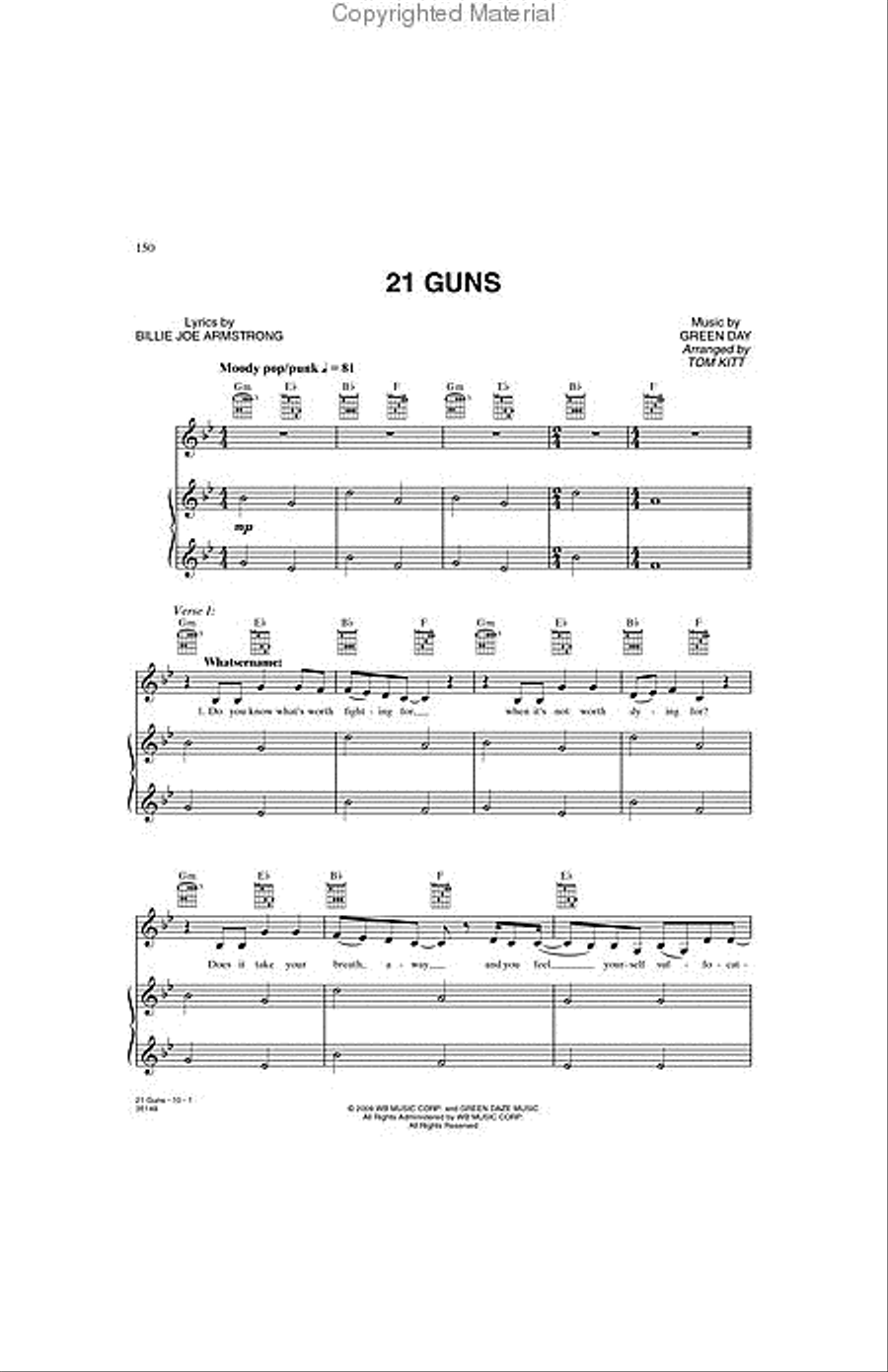 American Idiot – The Musical Piano, Vocal, Guitar scores gallery preview page 2
