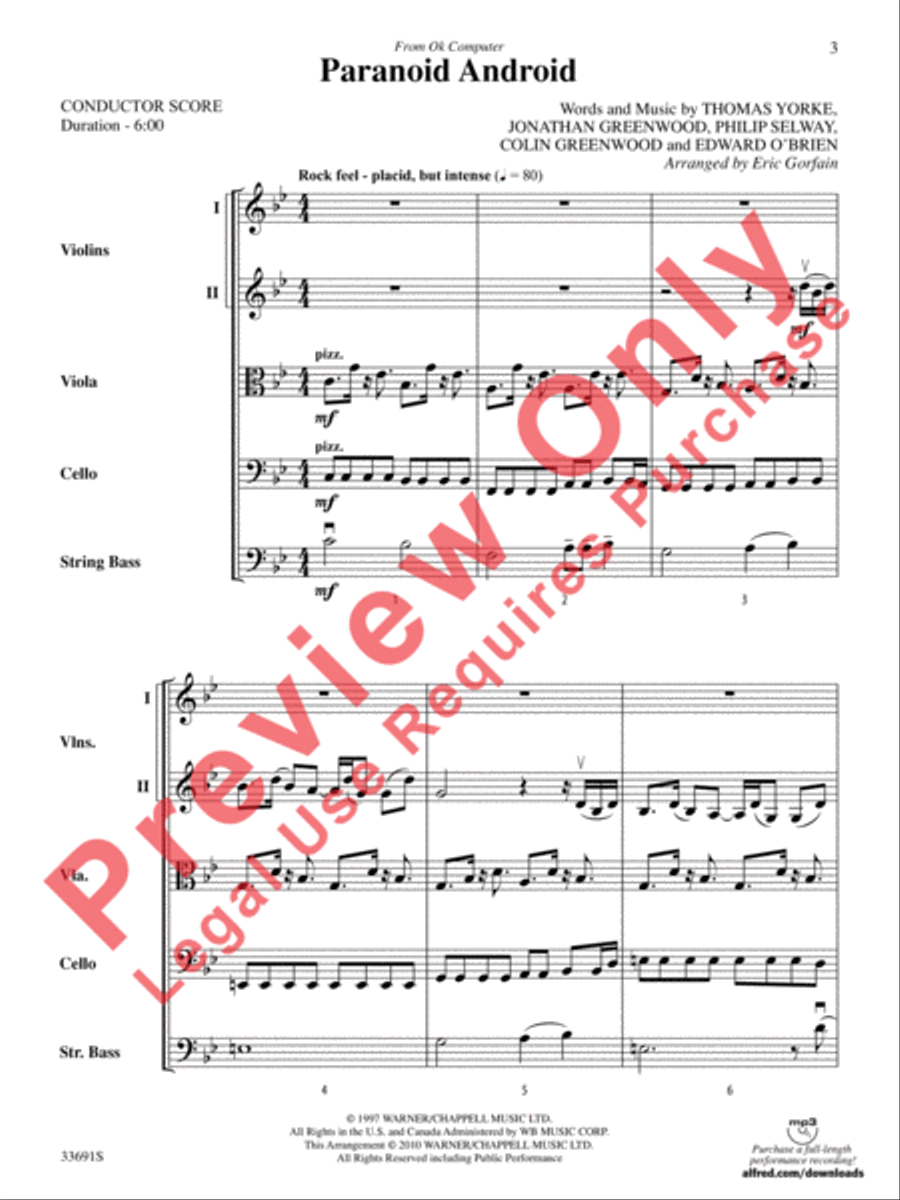 Paranoid Android (from OK Computer) String Orchestra scores gallery preview page 4