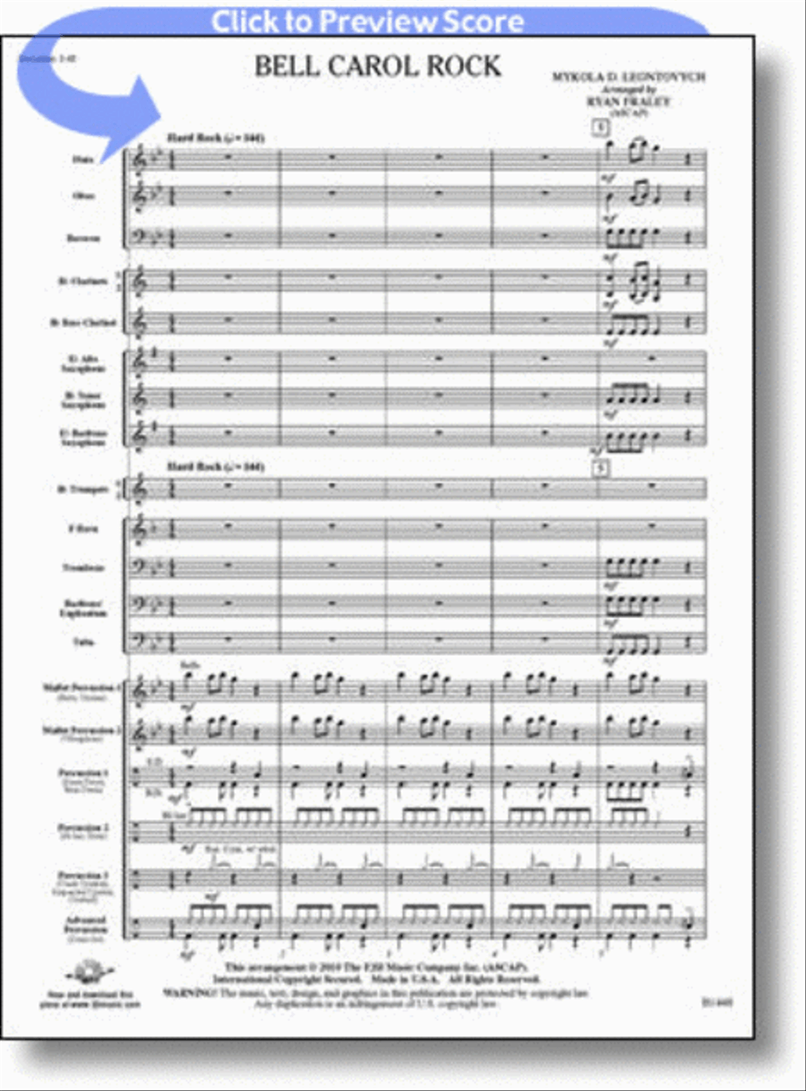 Bell Carol Rock Bell Carol Rock Concert Band scores gallery preview page 1
