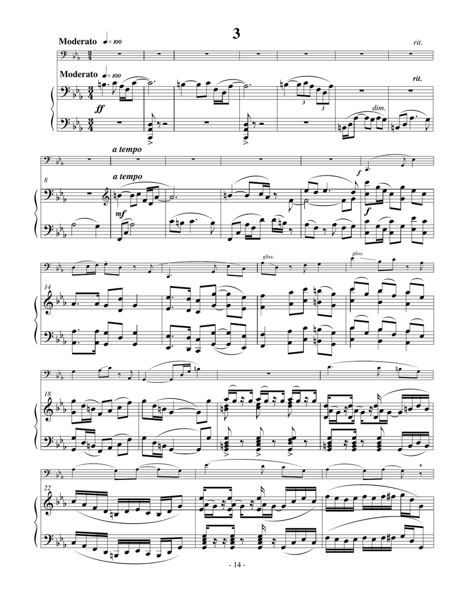 Concerto for Bass Trombone with Piano Accompaniment Trombone scores gallery preview page 5