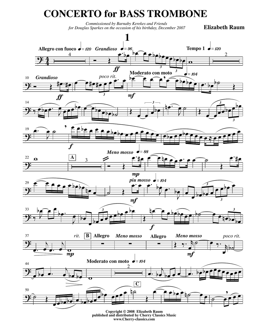 Concerto for Bass Trombone with Piano Accompaniment Trombone scores gallery preview page 7