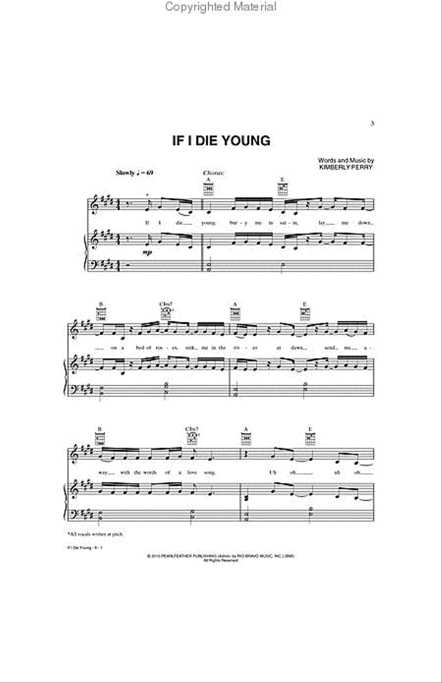 If I Die Young Piano, Vocal, Guitar scores gallery preview page 2