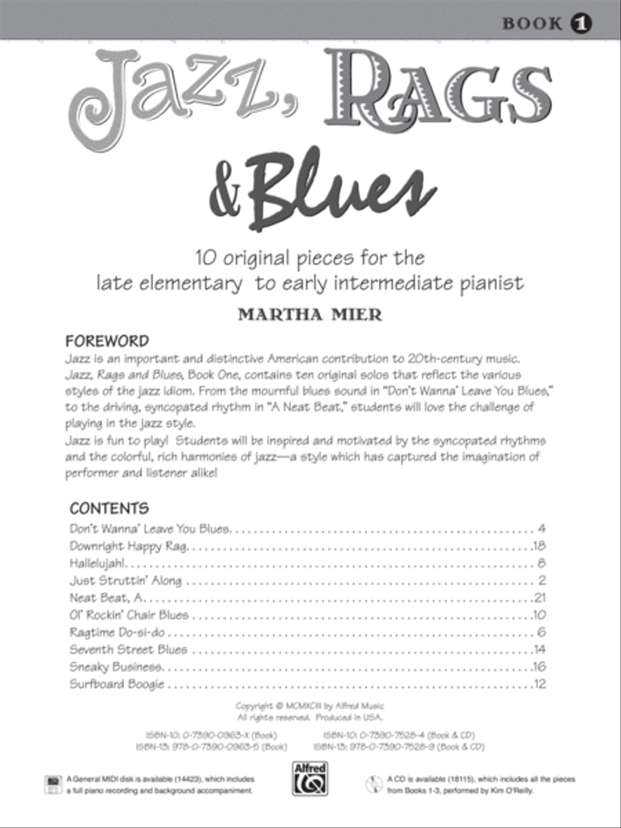 Jazz, Rags & Blues, Book 1 Easy Piano scores gallery preview page 2