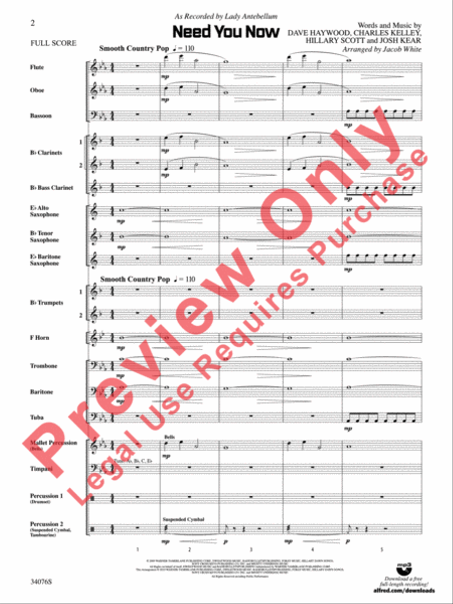 Need You Now Need You Now Concert Band scores gallery preview page 3