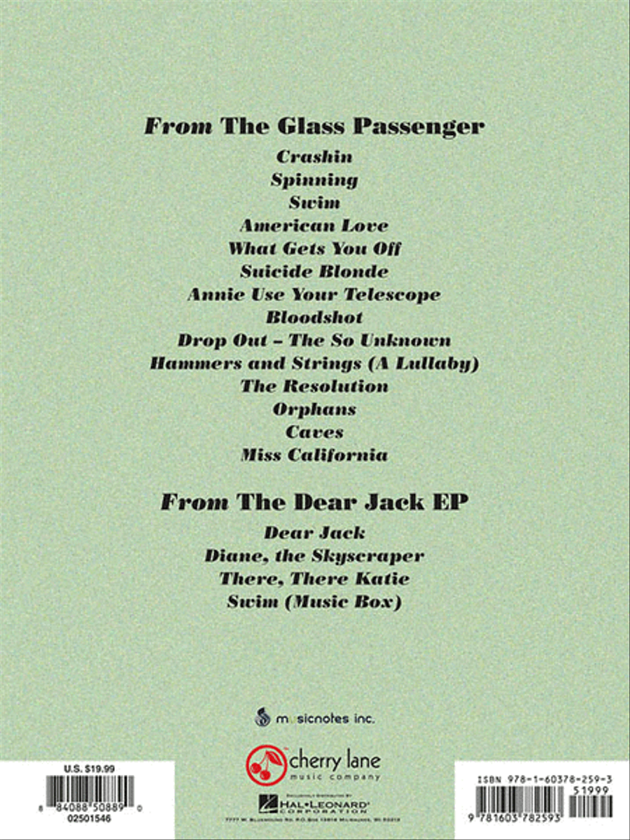 Jack's Mannequin – The Glass Passenger and The Dear Jack EP Piano, Vocal, Guitar scores gallery preview page 2