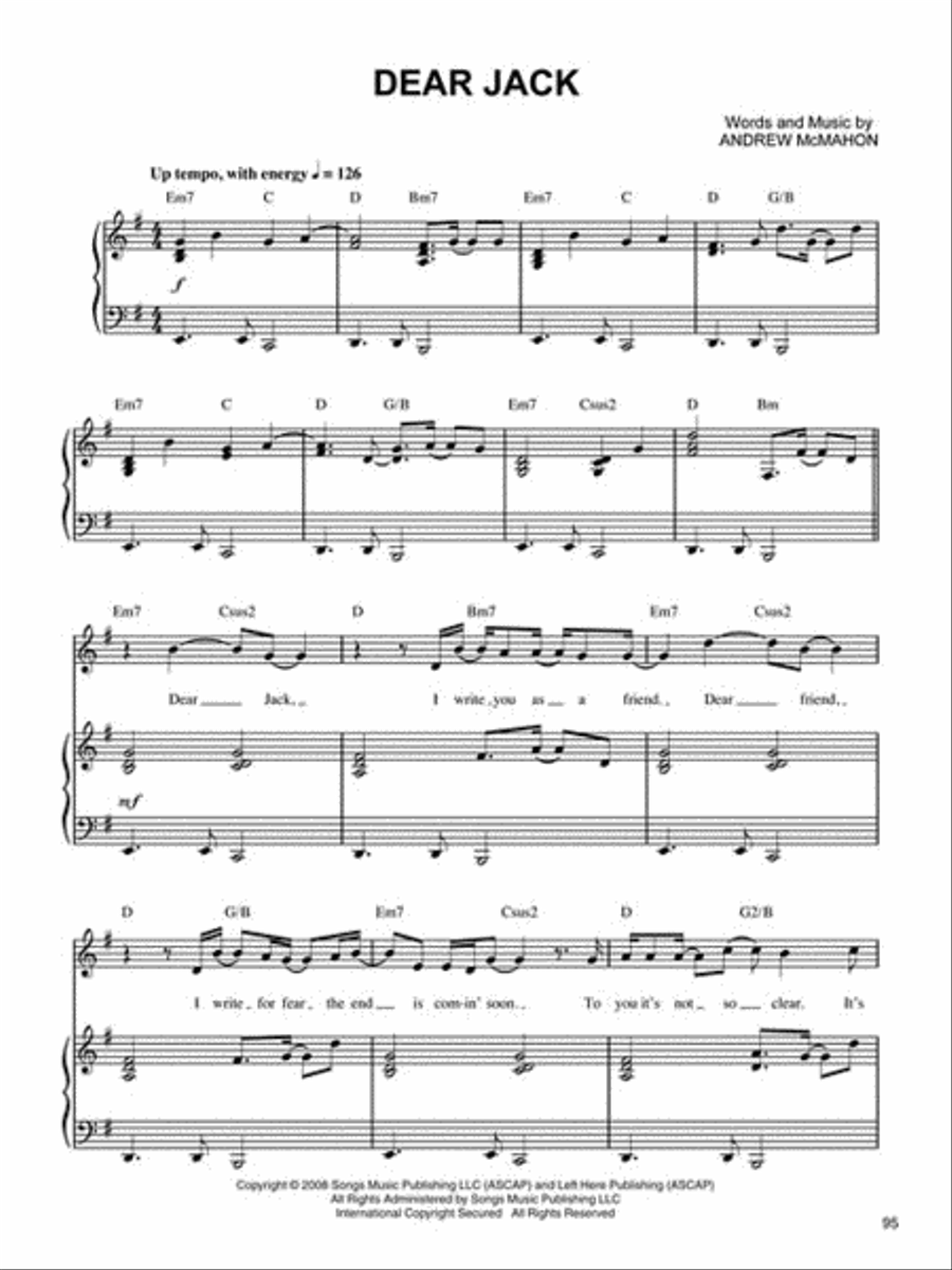 Jack's Mannequin – The Glass Passenger and The Dear Jack EP Piano, Vocal, Guitar scores gallery preview page 4