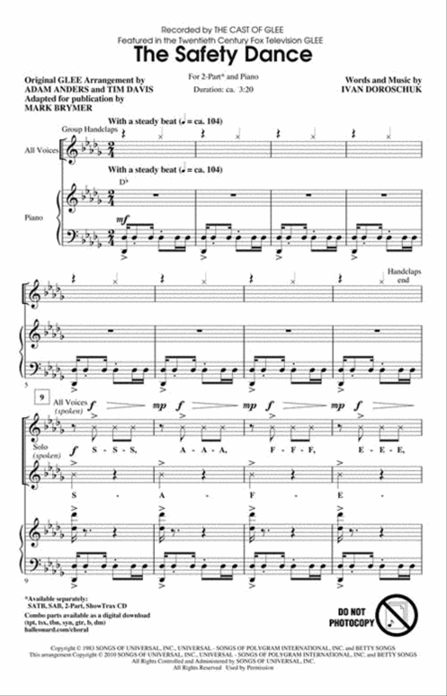 The Safety Dance The Safety Dance 2-Part scores gallery preview page 2