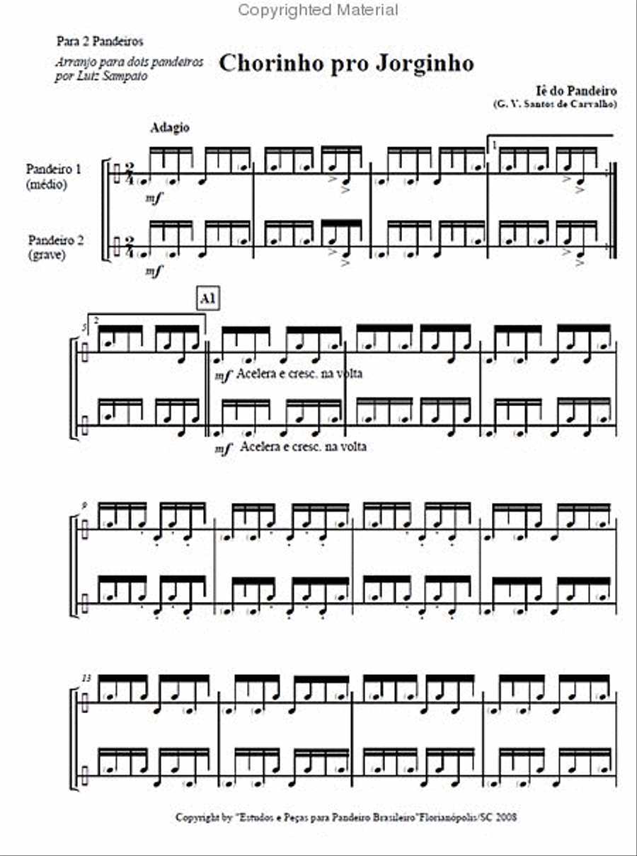 Etudes and Pieces for Brazilian Pandeiro: 6 Compositions for 1 - 4 players Sacred scores gallery preview page 2