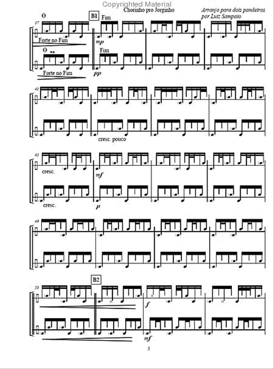 Etudes and Pieces for Brazilian Pandeiro: 6 Compositions for 1 - 4 players Sacred scores gallery preview page 4
