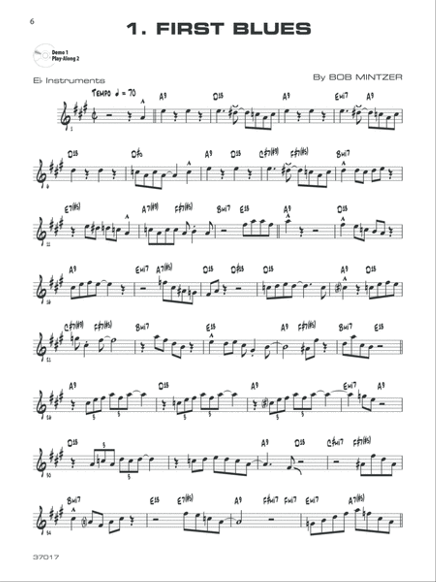 12 Medium-Easy Jazz, Blues & Funk Etudes E-Flat Instrument scores gallery preview page 3