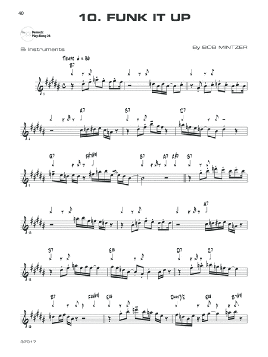 12 Medium-Easy Jazz, Blues & Funk Etudes E-Flat Instrument scores gallery preview page 4