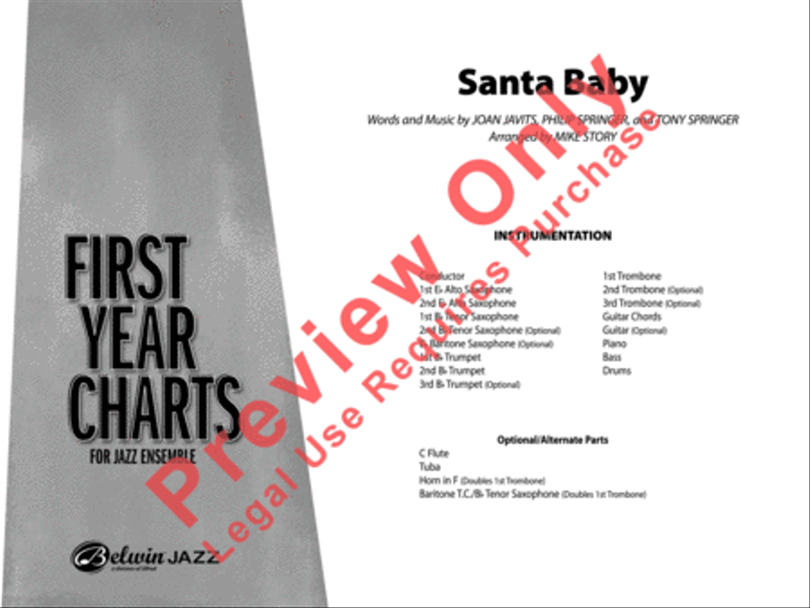 Santa Baby Santa Baby Jazz Ensemble scores gallery preview page 2
