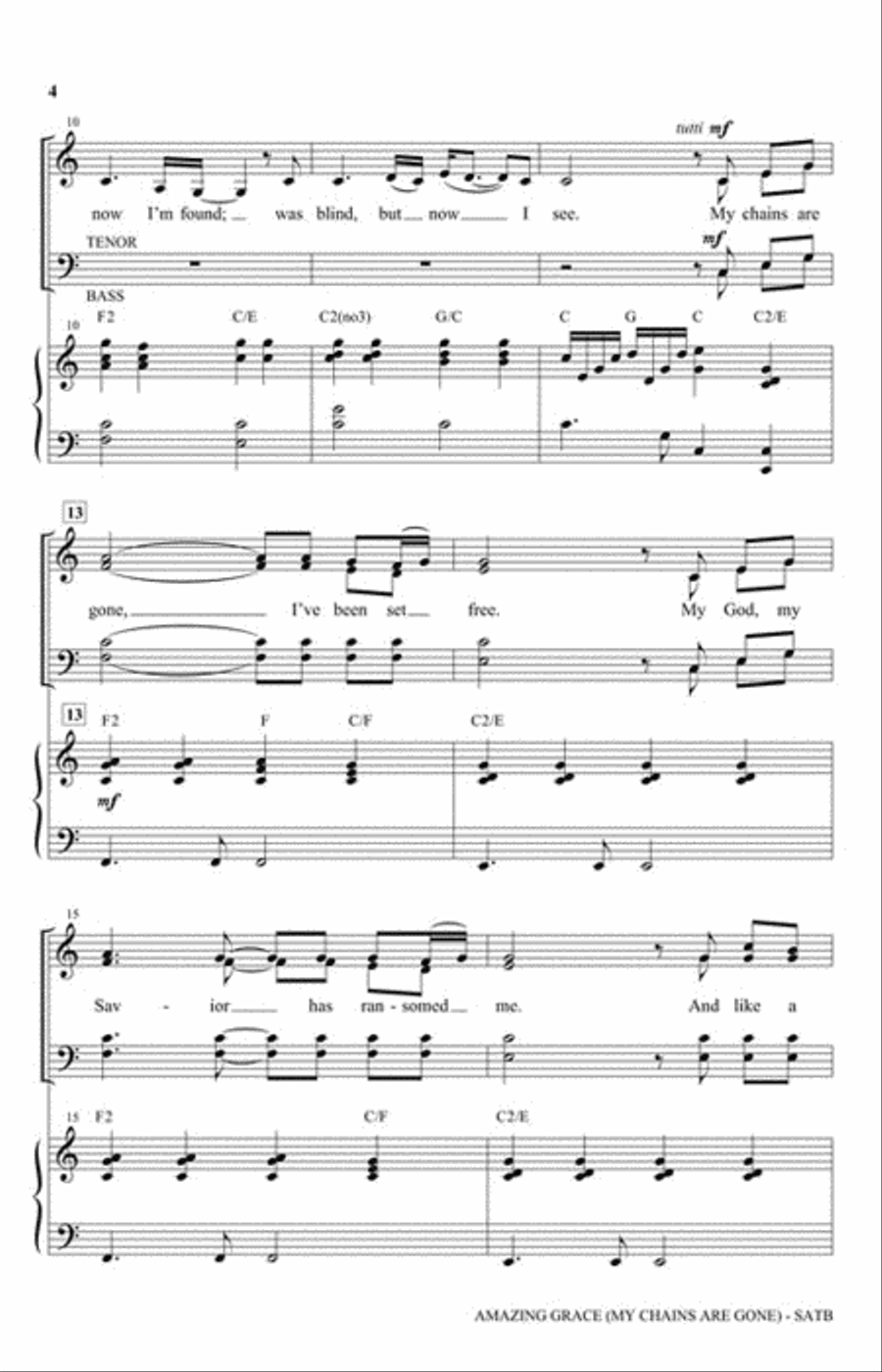 Amazing Grace (My Chains Are Gone) 4-Part scores gallery preview page 3