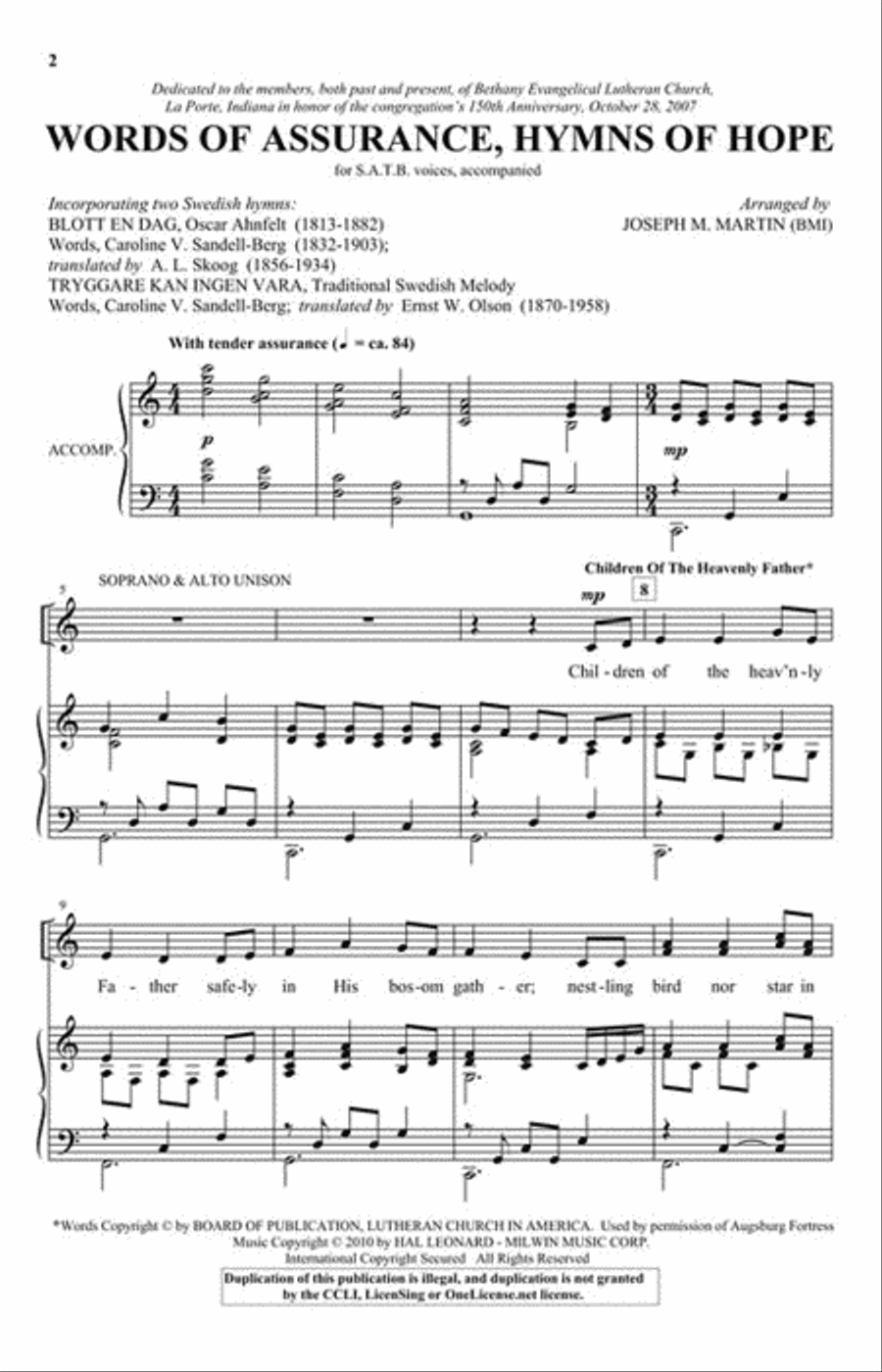 Words of Assurance, Hymns of Hope 4-Part scores gallery preview page 2