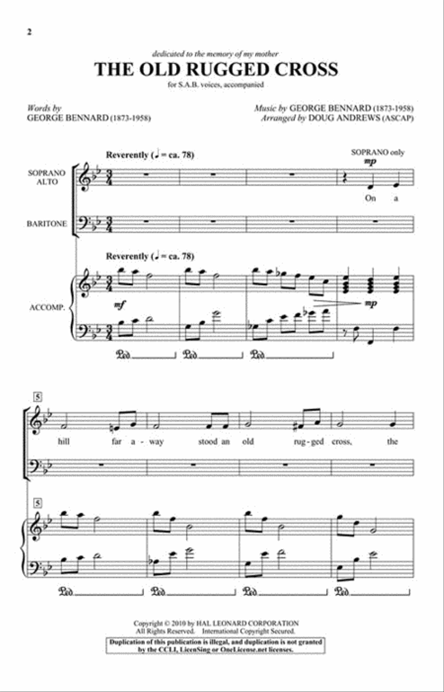 The Old Rugged Cross The Old Rugged Cross 3-Part scores gallery preview page 2