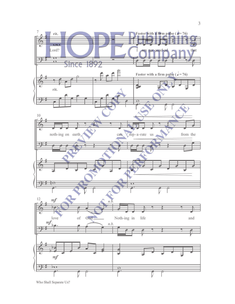Who Shall Separate Us? by Pepper Choplin 4-Part - Sheet Music page 3