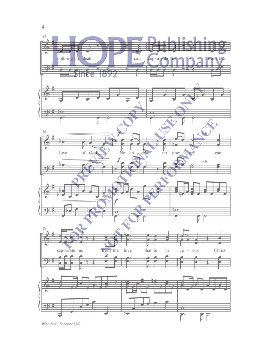 Who Shall Separate Us? by Pepper Choplin 4-Part - Sheet Music page 4