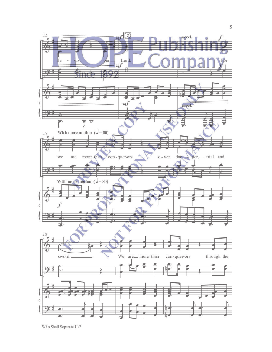 Who Shall Separate Us? by Pepper Choplin 4-Part - Sheet Music page 5