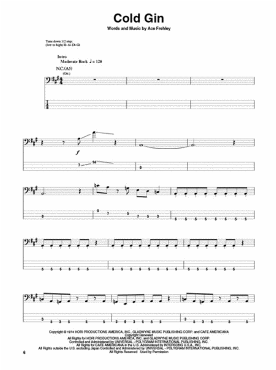 Kiss Kiss Bass Guitar Tablature scores gallery preview page 4