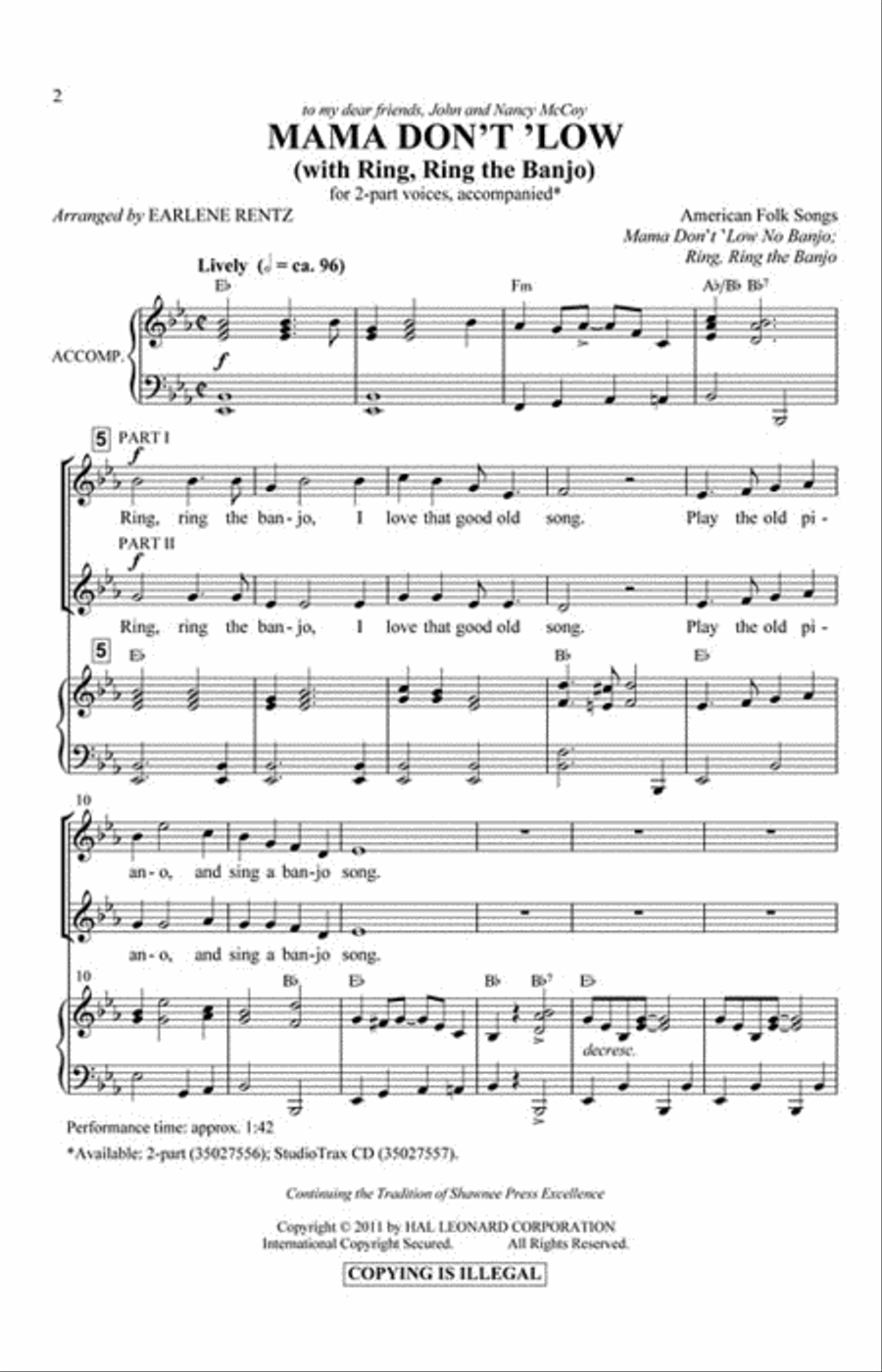Mama Don't 'Low Choir scores gallery preview page 2