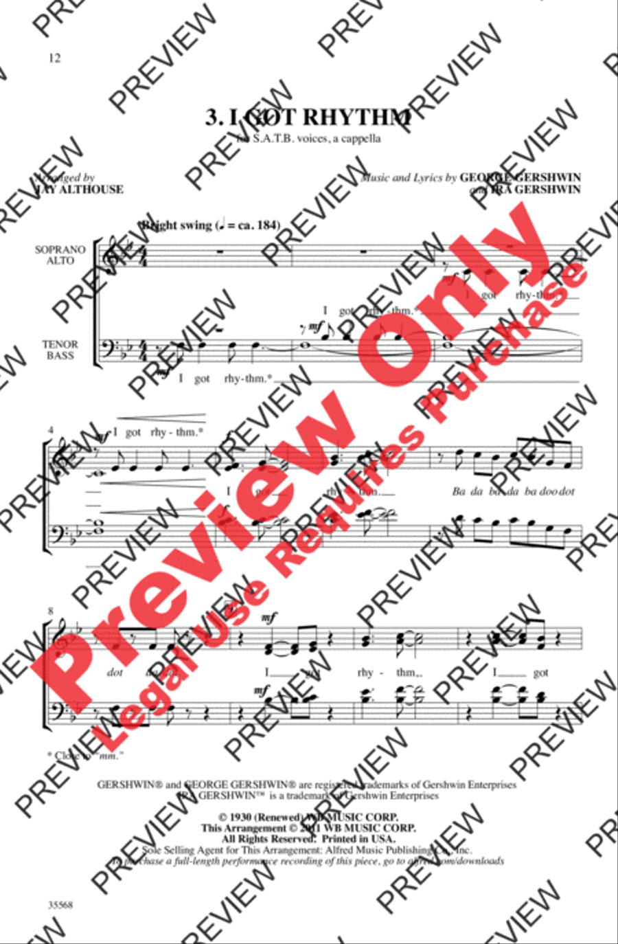 A Gershwin Jazz Trio A Gershwin Jazz Trio 4-Part scores gallery preview page 12