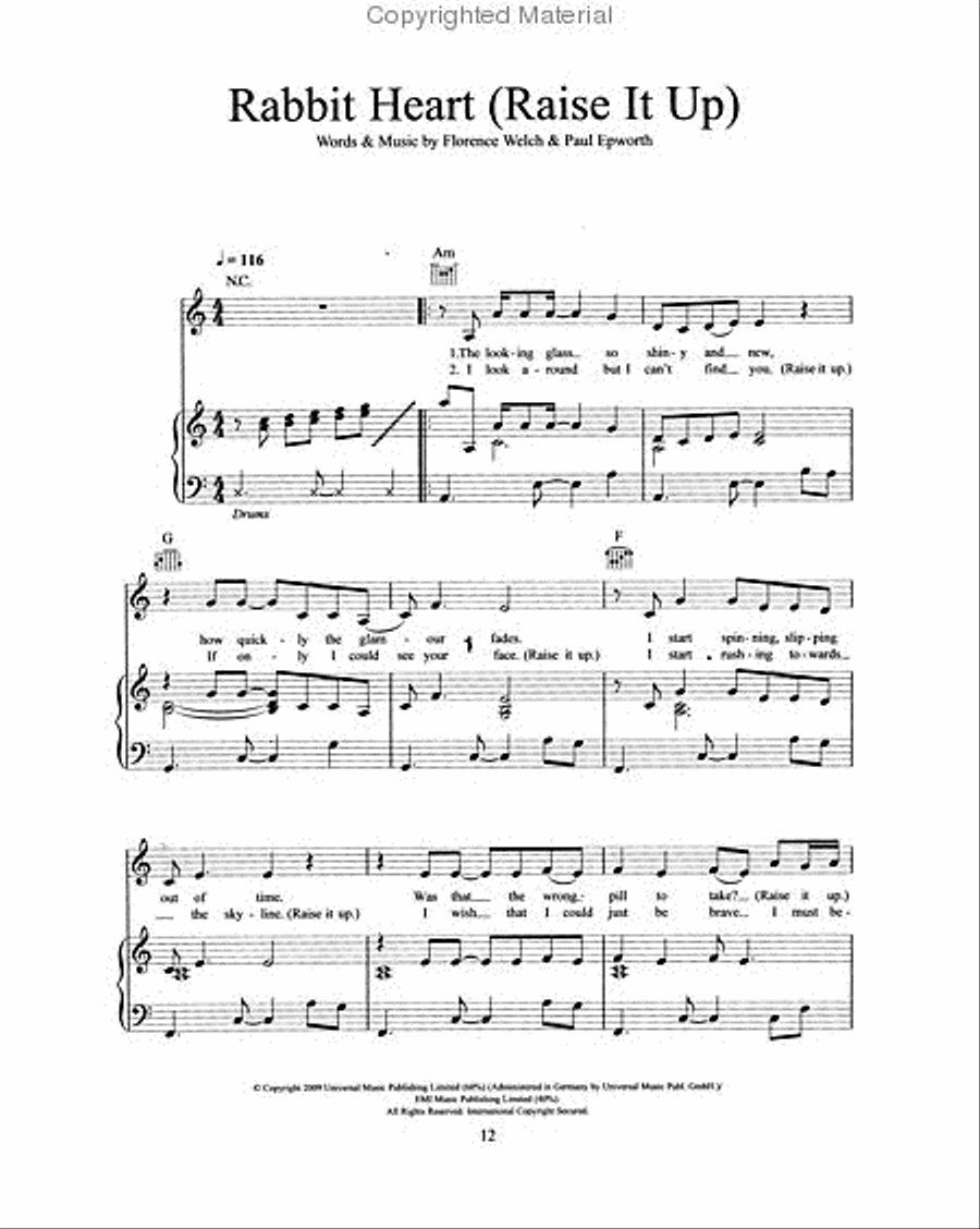 Florence and the Machine – Lungs Piano, Vocal, Guitar scores gallery preview page 3