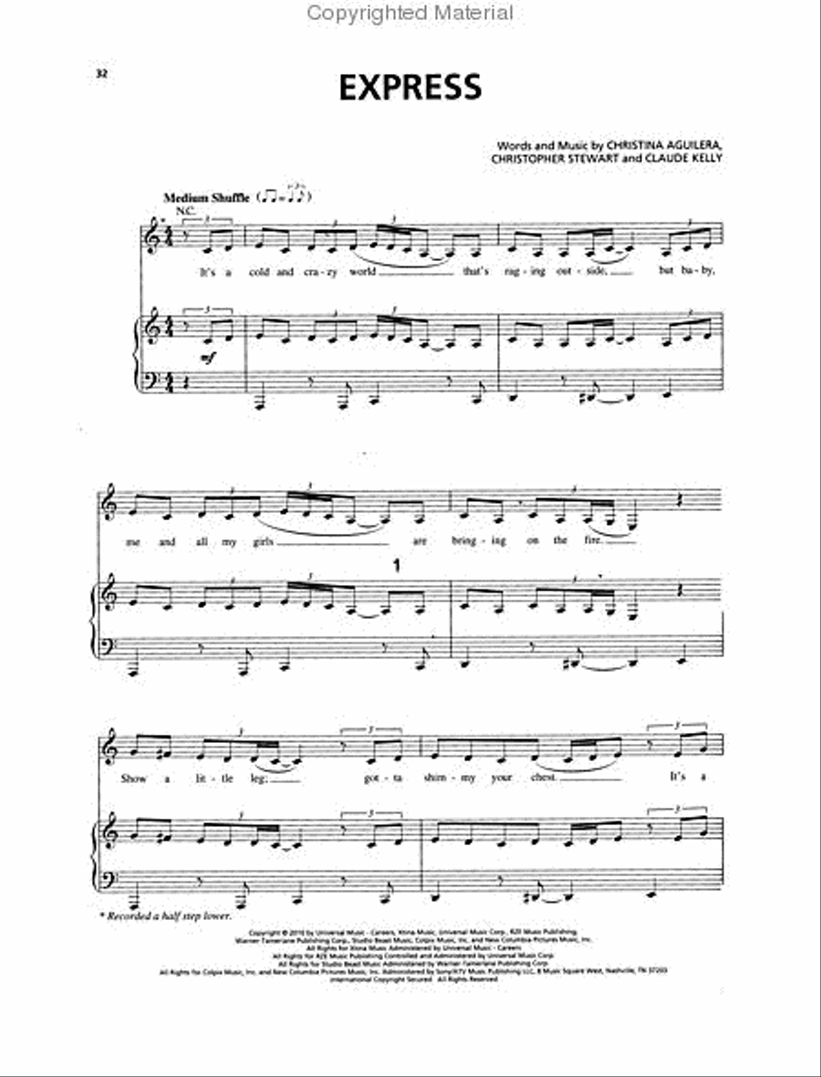 Burlesque Piano, Vocal, Guitar scores gallery preview page 4
