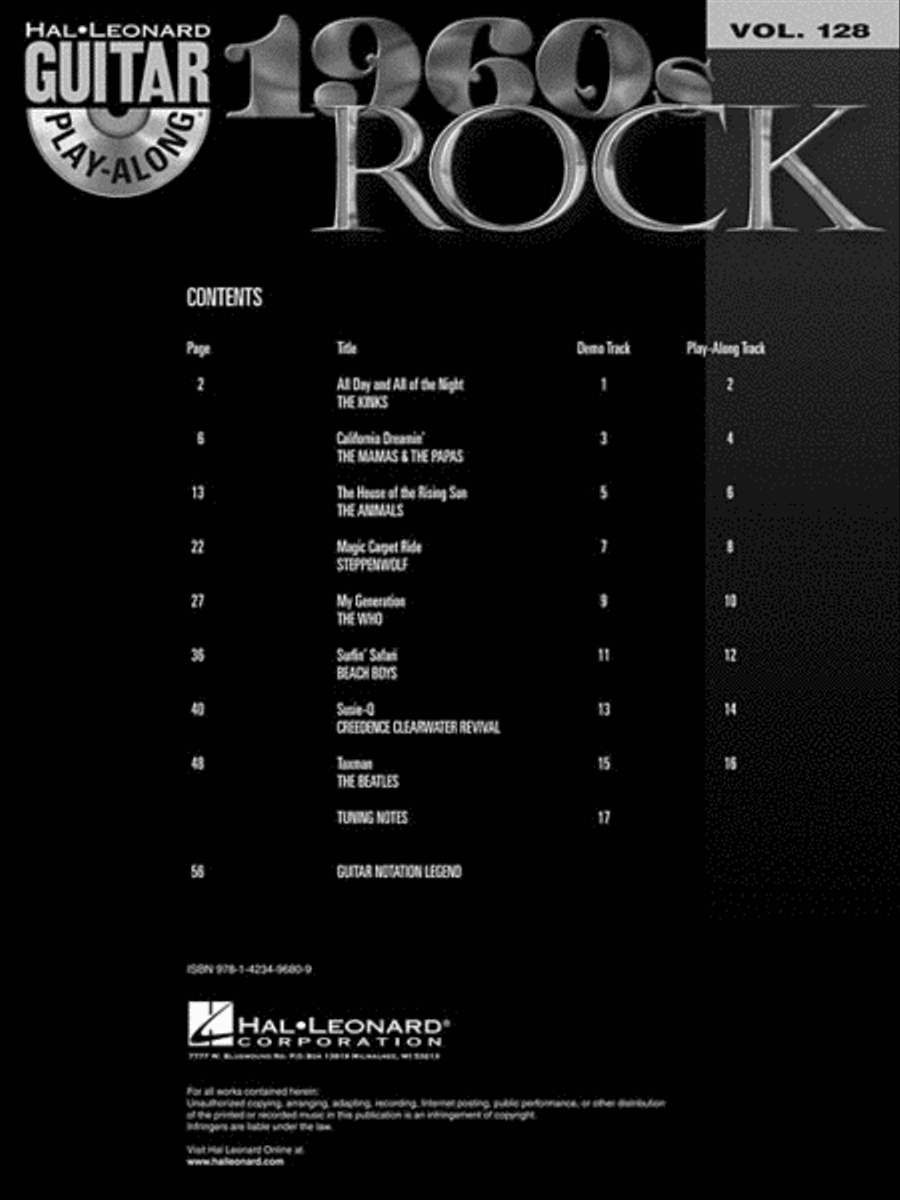 1960s Rock Guitar Tablature scores gallery preview page 3