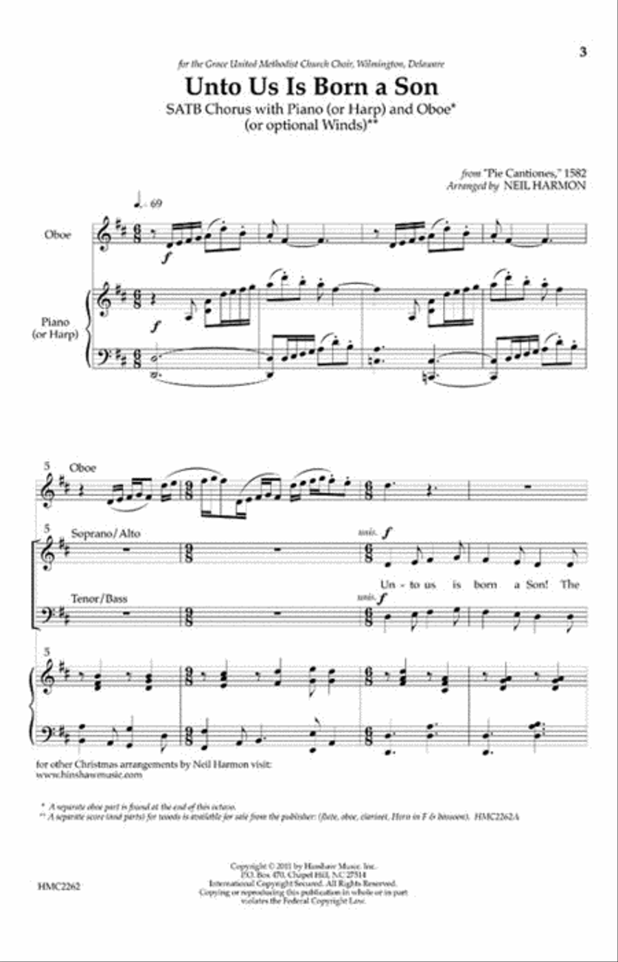 Unto Us Is Born a Son Unto Us Is Born a Son 4-Part scores gallery preview page 2