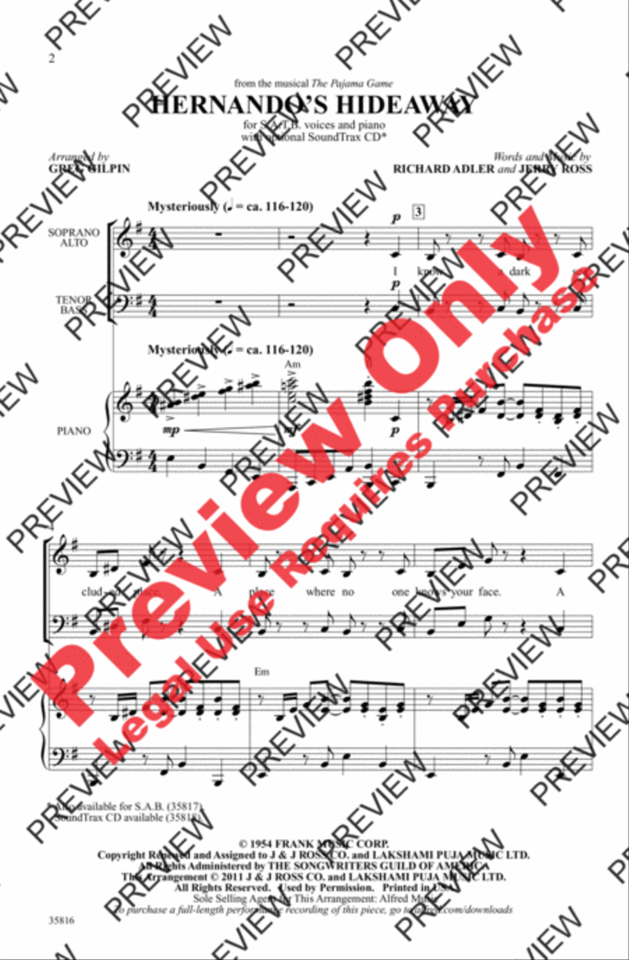 Hernando's Hideaway Hernando's Hideaway 4-Part scores gallery preview page 2