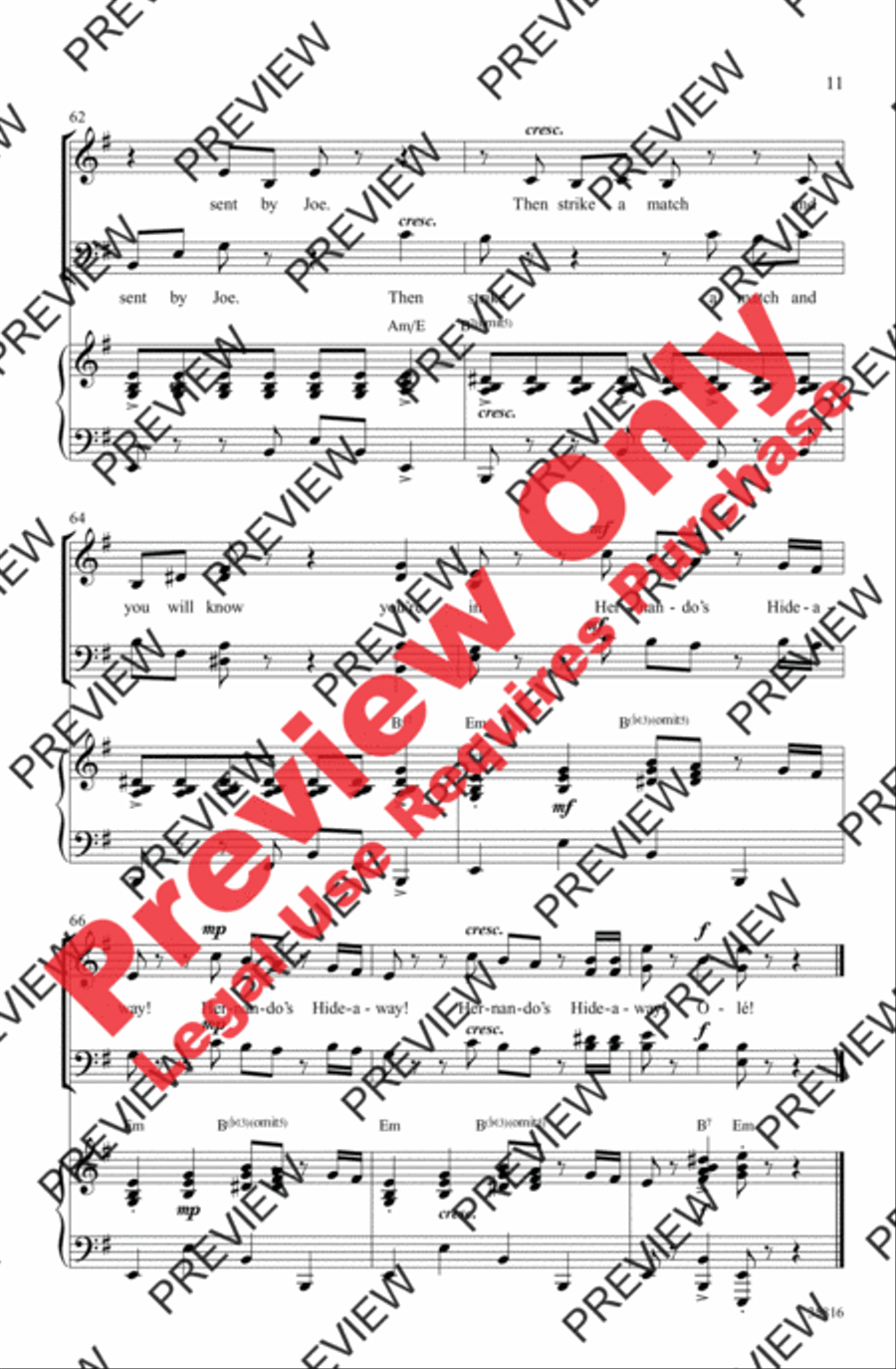 Hernando's Hideaway Hernando's Hideaway 4-Part scores gallery preview page 11