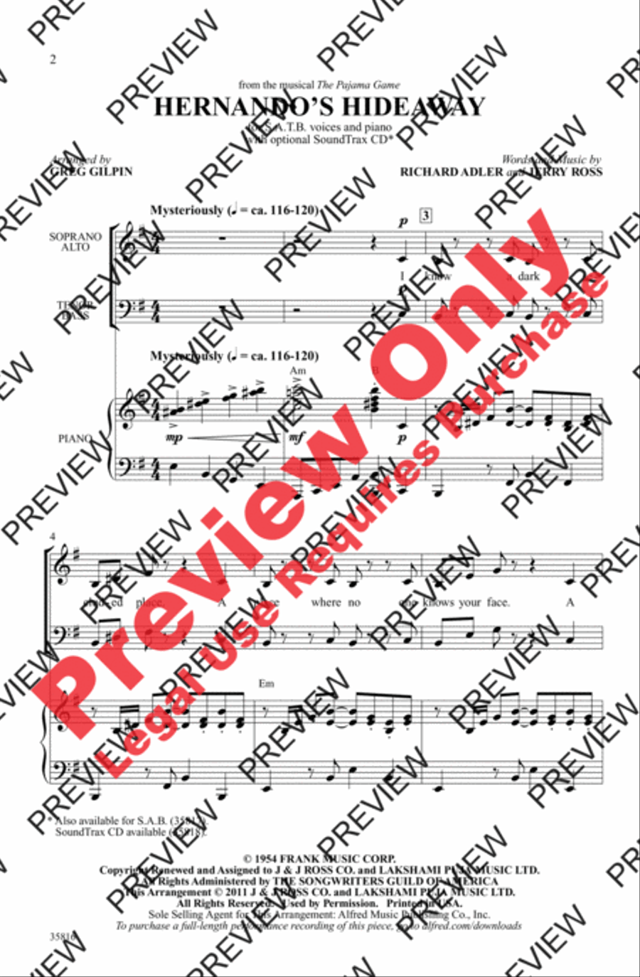 Hernando's Hideaway Hernando's Hideaway 4-Part scores gallery preview page 12