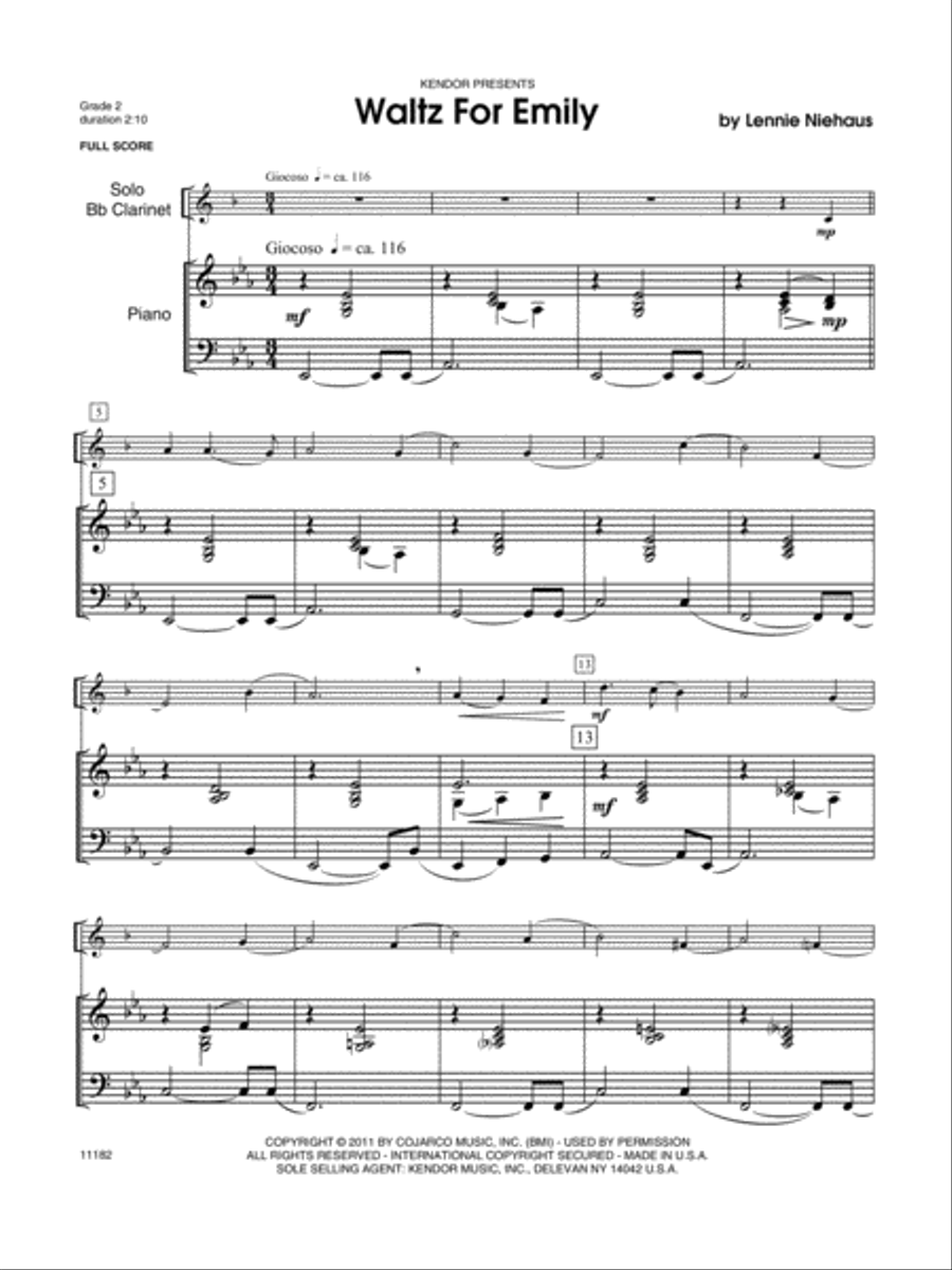 Waltz For Emily Clarinet Solo scores gallery preview page 2