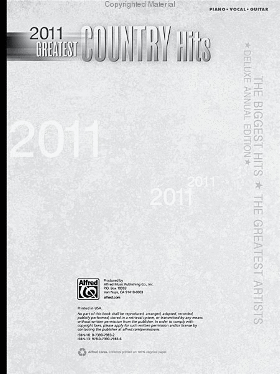 2011 Greatest Country Hits Piano, Vocal, Guitar scores gallery preview page 2
