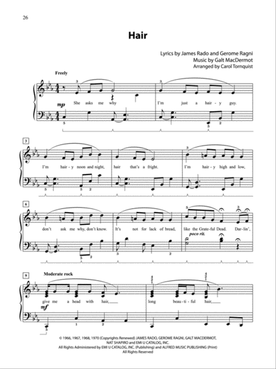 Hair (Broadway's Best) Easy Piano scores gallery preview page 4