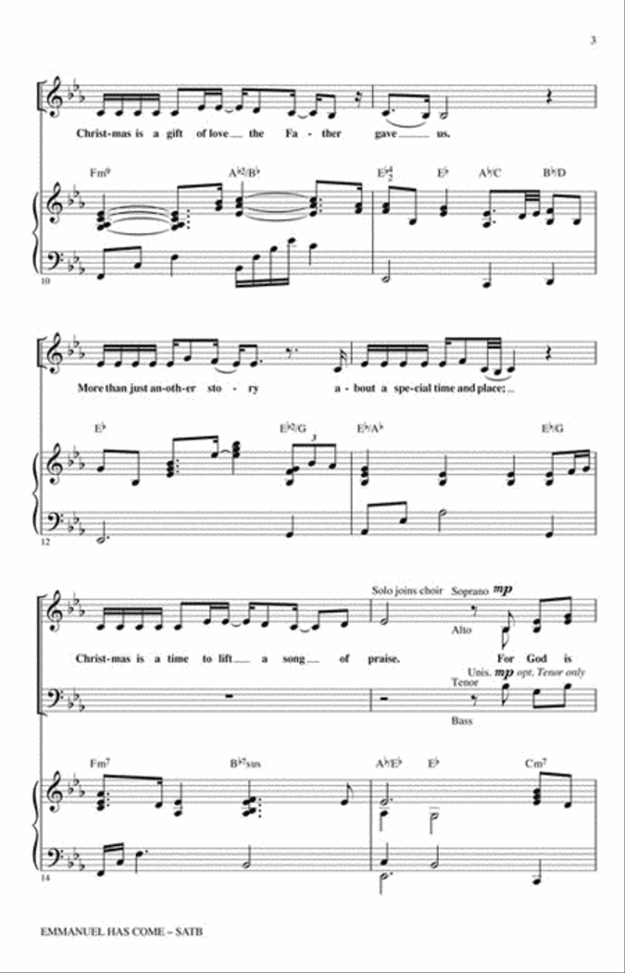 Emmanuel Has Come Emmanuel Has Come 4-Part scores gallery preview page 3