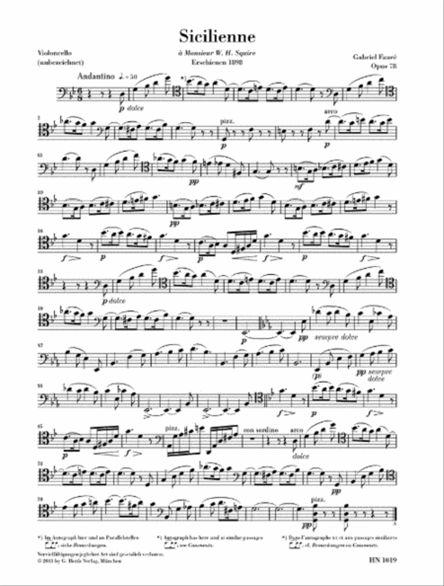 Sicilienne for Violoncello and Piano, Op. 78 Piano Accompaniment scores gallery preview page 3